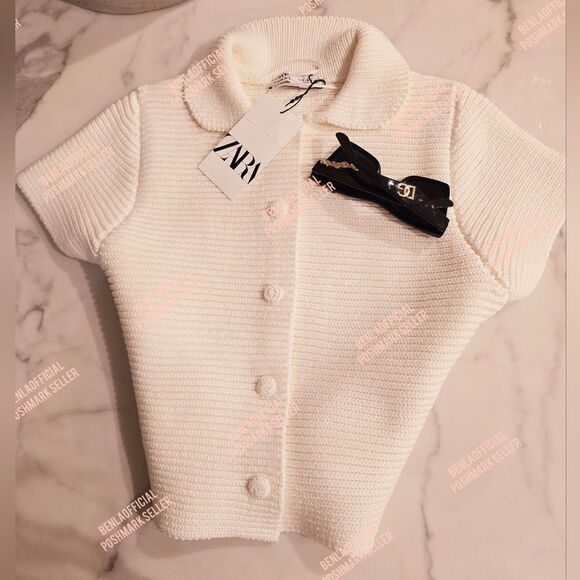 NWT ZARA CHUNKY KNIT PETER PAN COLLAR CARDIGAN - Picture 10 of 12